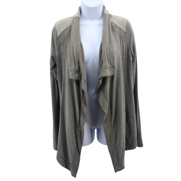 Lululemon Gray Yoga Wrap Jacket Asymmetrical Thumbholes Cardigan Cozy Athleisure - Picture 1 of 11
